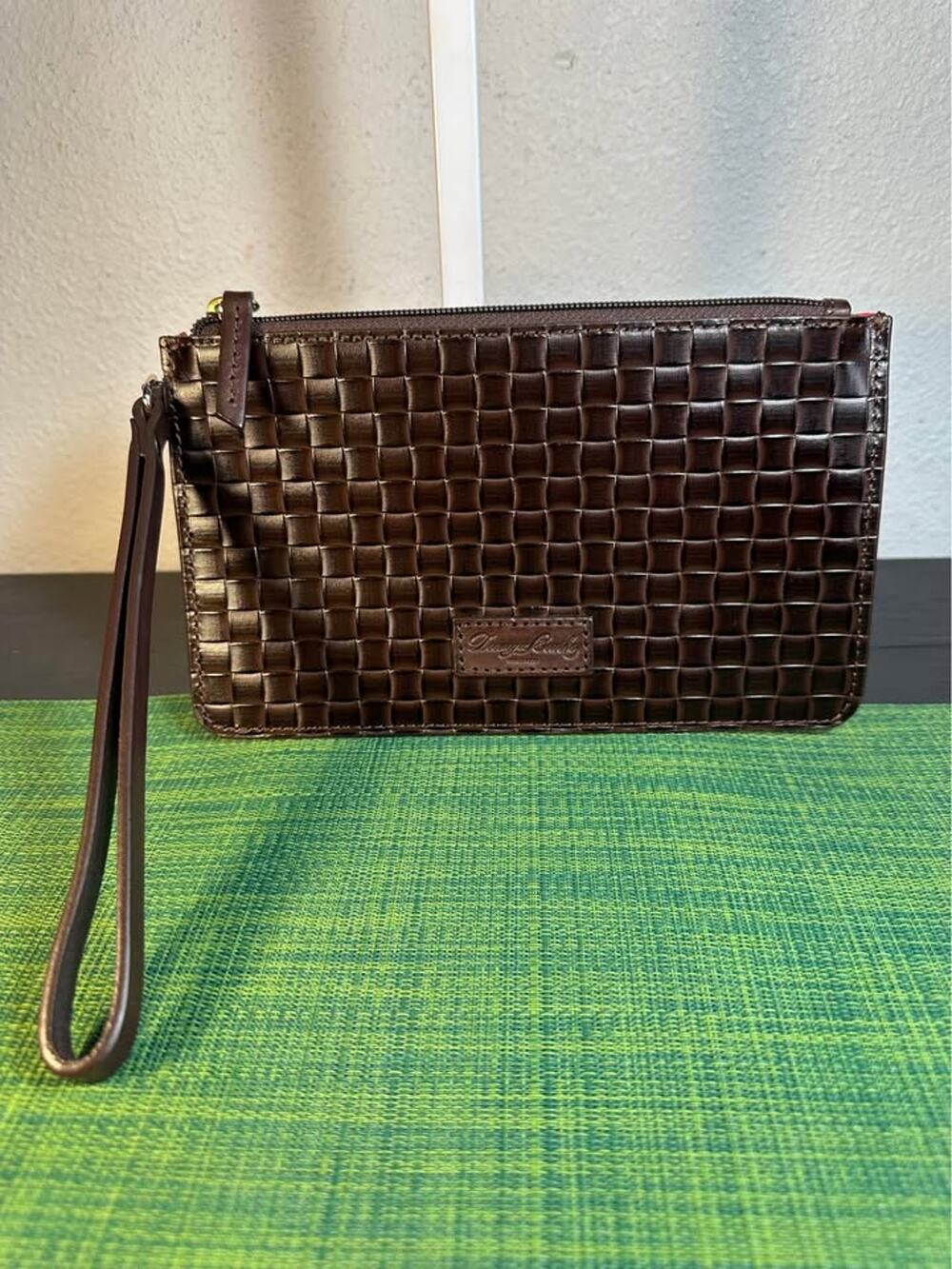Dooney & Bourke Lilliana Woven Embossed Leather Wristlet – Chocolate Brown